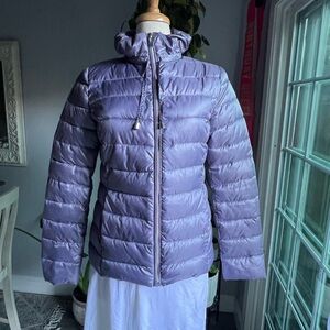 Via Spiga Purple Quilted Puffer Jacket with High Collar